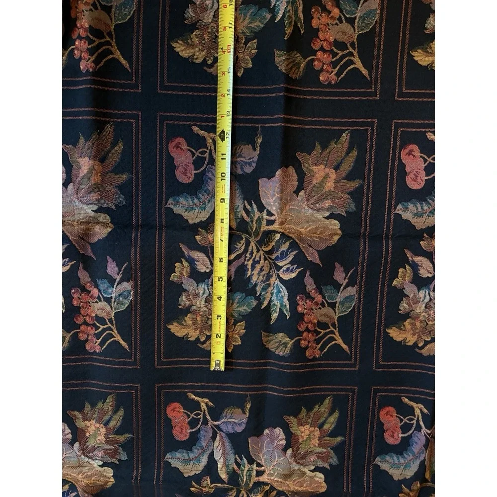 Vintage Tapestry Upholstery Fabric Black Floral Jacquard Panels 35x56